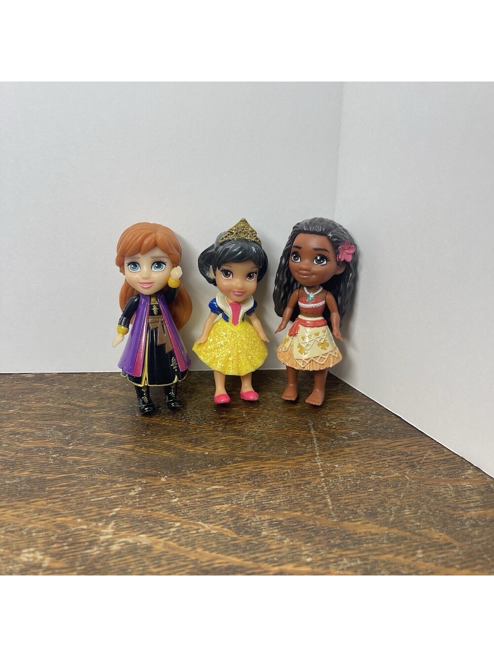 3 Disney First Toddler Princess 3” Mini Figure Dolls Lot Moana Anna And Snow W